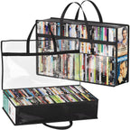 Lifewit DVD Storage Bags, Clear PVC Media Organizer with Handles, 2 Pack | Clear PVC with zipper and handles. Holds 180 DVDs (90 per bag). For Blu-ray, VHS, games, books, albums. Space-saving.