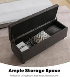 Tbfit 50.8" Ottoman with Storage, Button‑Tufted Bench with Safety Hinge and Rivets, Large End‑of‑Bed Storage Ottoman Bench for Bedroom, Living Room, Entryway, Grey