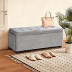 Storage Ottoman Bench with Lift Top, End of Bed Bench for Bedroom, Living Room & Entryway Storage Seat Shoe Bench with Storage (Gray)
