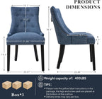 adochr Dining Chairs Set of 6, Upholstered Fabric Dining Room Chairs with Nailhead High Back & Ring Pull & Wooden Legs, Mid-Century Modern Kitchen Chairs for Restaurant, Living Room, Navy Blue