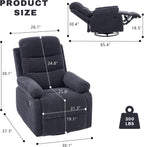 Rocking Recliner Chair,Modern Swivel Glider Recliner Chair,Corduroy Fabric Upholstery Recliner,Manual Reclining Sofa Chair for Living Room,Office,Apartment (Dark Grey)