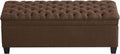 WUTUTUEE 50" Fabric Storage Ottoman Bench, Upholstered Rectangle End of Bed Storage Ottoman Tufted Living Room Bedroom Bench with Safety Hinge, Solid Wood Legs, Loads 500 lb(Brown)