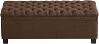 WUTUTUEE 50" Fabric Storage Ottoman Bench, Upholstered Rectangle End of Bed Storage Ottoman Tufted Living Room Bedroom Bench with Safety Hinge, Solid Wood Legs, Loads 500 lb(Brown)