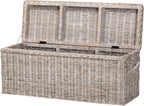 Bali & pari Clarette Whitewashed Rattan Storage Bench