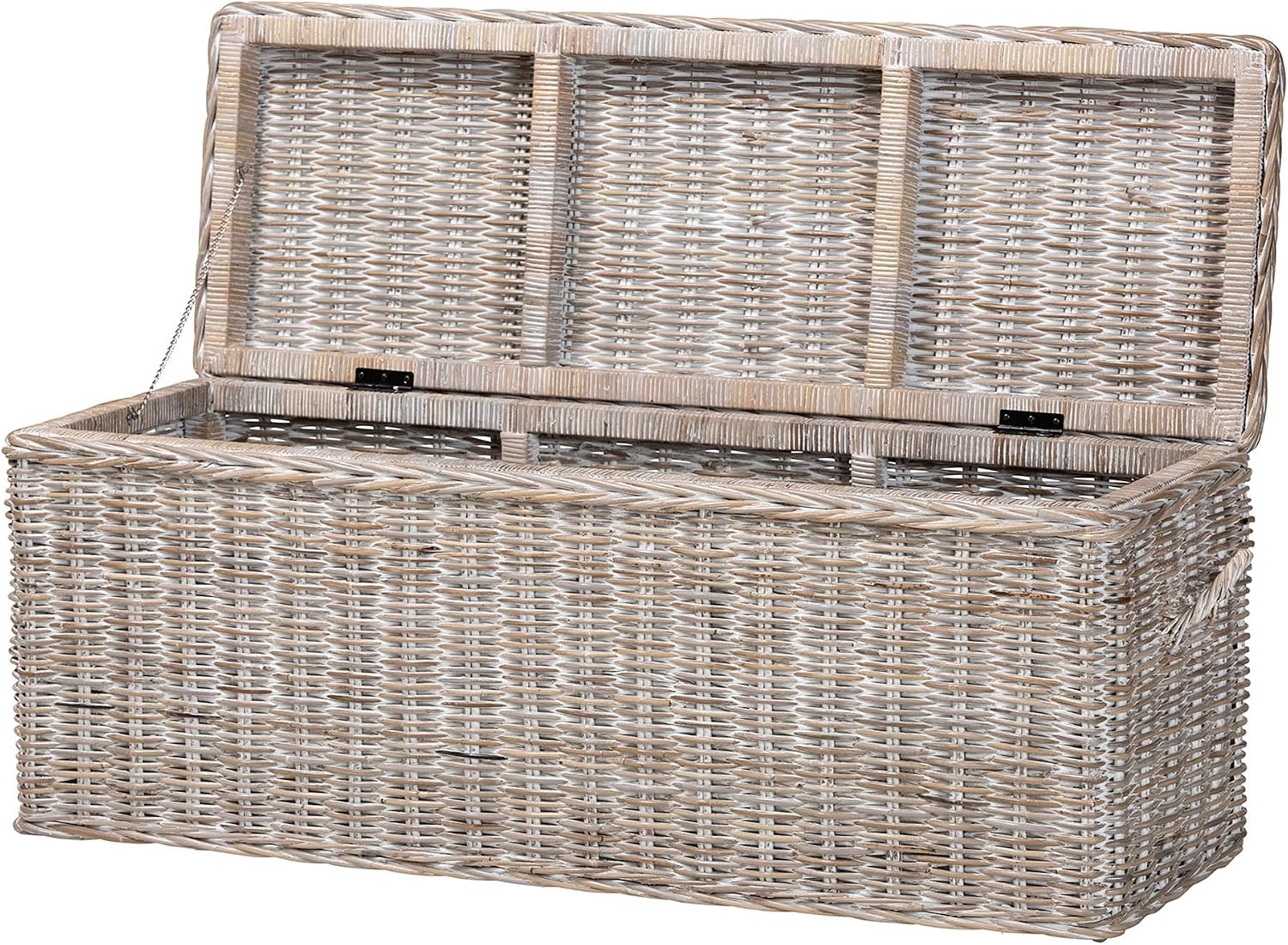 Bali & pari Clarette Whitewashed Rattan Storage Bench