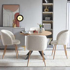 Homedot 5 Pieces Dining Table Set for 4, Modern Mid Century Round Kitchen Dinner Table with Barrel Dining Chairs Set, 37-Inch Circle Breakfast Nook Table Set with Cozy Arm Chairs for Dining Room
