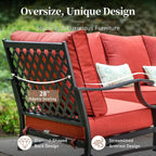 SUNSHINE VALLEY Metal Patio Chair Set of 2 with 5.75" Extra Thick Cushion, 2 Pieces High Back Outdoor Patio Chairs All Weather Outdoor Furniture Seating for Deck Backyard Balcony Front Porch, Rust Red