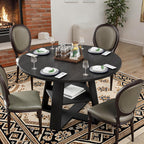 Sannwsg 43 Inch Round Dining Table for 4, Circle Kitchen Tables with Wooden Pedestal Base, Round Kitchen Table for Dining Room, Kitchens, Living Room