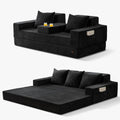 MAXYOYO Sofa Bed, 80-Inch Oversized Loveseat, 2 Cup Holders | Corded Black 4-in-1 Couch Converts Into a Floor Sofa or Chair; Sofa-in-a-Box Design Requires No Assembly.