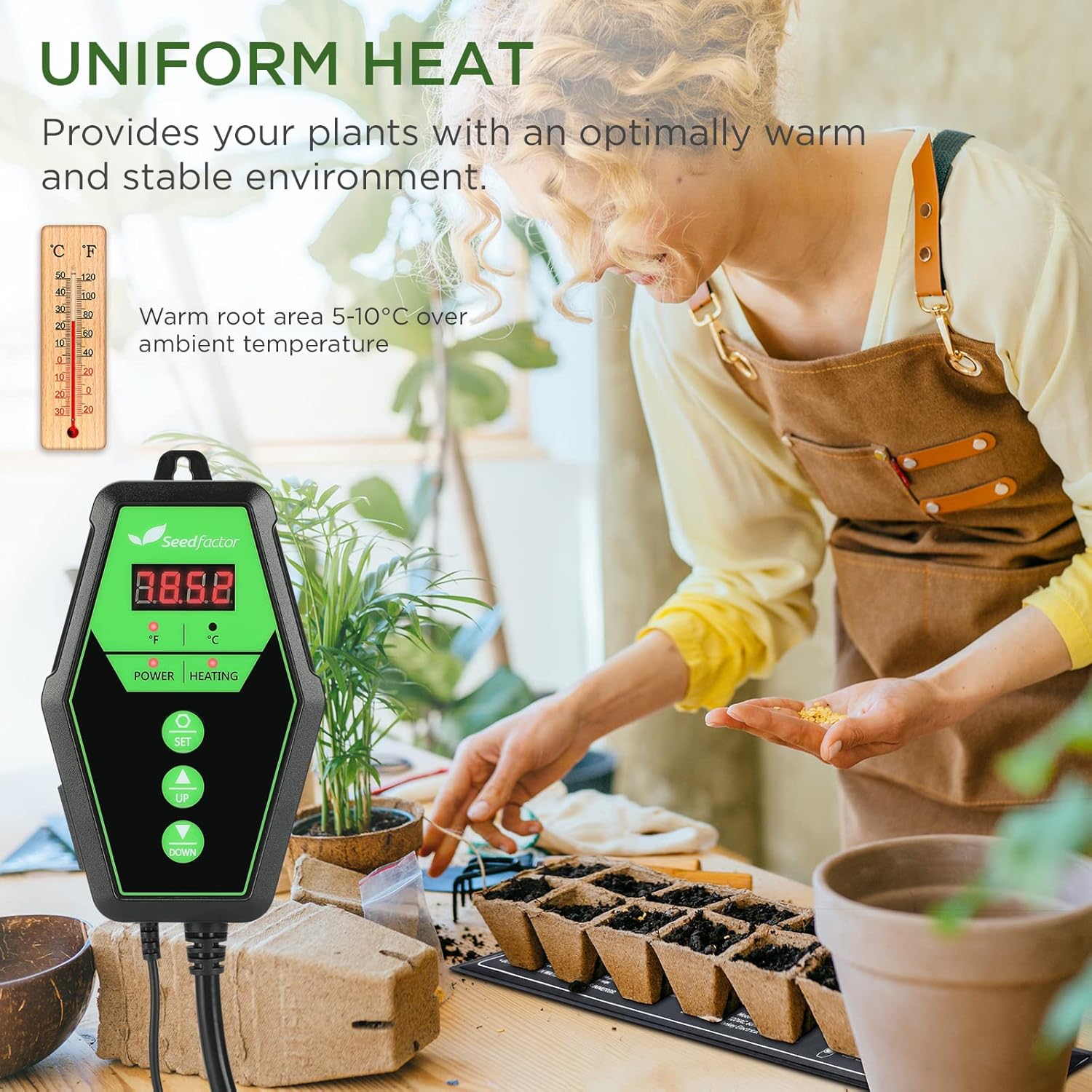 Seedfactor 3.5" x 21" MET Certified Seedling Heat Mat and Digital Thermostat Combo Set