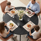 Miereirl 42.13" 5-Piece Round Dining Table Set for 4, Kitchen Table Set with 4 Upholstered Chairs and Storage Shelf, Dining Room Furniture Set for Apartment, Small Spaces