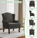Lumibee High Back Accent Chair, Comfy Armchair with Solid Wood Legs for Living Room, Upholstered Accent Chair for Small Space, Single Sofa Reading Chairs for Office-Dark Gray