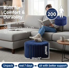 Tiita Round Stuffed Pouf Ottoman, Soft Foot Stool with Solid Foam Block | 21x21x12 Inches Fluffy Floor Pouf Chair & Footrest Cushion for Couch Living Room, Navy Blue