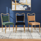Velvet Dining Chairs Set of 4, Upholstered Dining Chairs with Wood Grained Metal Frame, Mid Century Modern Velvet Chairs for Dining Room, Kitchen and Restaurant,Velvet Brown