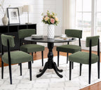 Wooden Dining Chairs Set of 4, Upholstered Kitchen Chairs with Solid Rubberwood Legs, Modern Farmhouse Dining Room Chairs, Green Linen Fabric & Black Legs