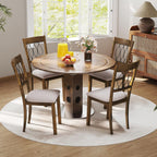 Giantex Dining Chairs Set of 4, Fabric Upholstered Armless Kitchen Chairs w/Hollowed Backrest, Padded Seat, Rubber Wood Frame, Farmhouse Side Chairs for Living Room Restaurant, Rustic Brown