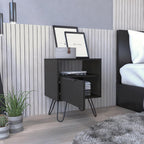 Nightstand, End Table, Side Table Single Door Cabinet, Hairpin Legs -Black,for Small Spaces