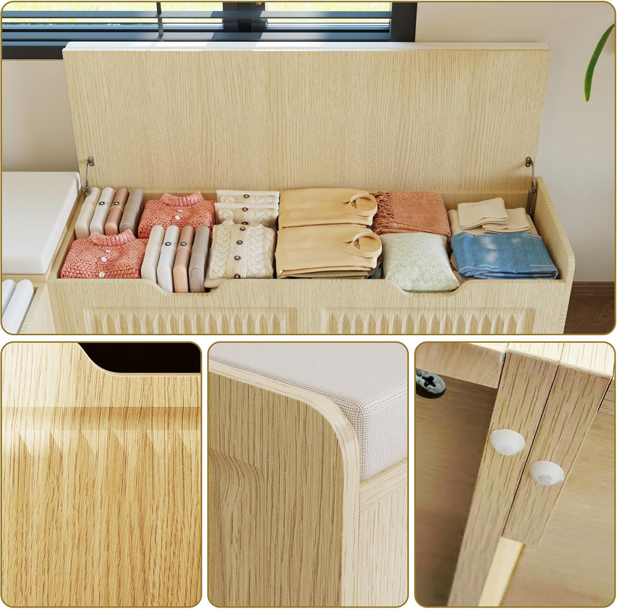 L Shape Bench,Breakfast Nook Bench with Cushion,Backless Corner Dining Bench,Kitchen Dining Nook Benchs with Hidden Storage Space Saving for Dining Room,Cafes,Living Room,Kitchen