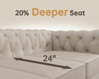 Morden Fort 3 Piece Classic Chesterfield 6-Seater Set, Tufted Chair & Loveseat & Sofa Solid Wood Legs Thick Cushion, Pet-Friendly Couch Set Furniture for Living Room Bedroom Apartment, Linen Beige