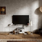 Eglaf Acrylic 55 Inch TV Stand, 3-Tier Entertainment Center, Up to 60 Inch | Clear TV Console Table with Open Storage Shelves, for Living Room, Bedroom, 55.1'' L x 15.7'' W x 22.4'' H