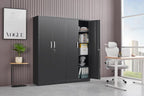 Approgreent Metal Storage Cabinet with Adjustable Shelves, Garage Cabinet with 2 Lockable Doors, Garage Storage Cabinet, Kitchen Pantry Cabinet - 71'H, Black