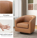Swivel Barrel Accent Chair, Modern Round Chenille Fabric Arm Chair for Living Room, Bedroom, Comfy Club Reading Chairs for Adults