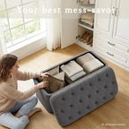ONBRILL Storage Ottoman Bench, End of Bed Bench, 39.8 x 18.1 x 17.7 Inches Pouf Ottoman Foot Rest, Storage Benches Chest for Bedroom Entryway Living Room, Max 330 lbs, Grey