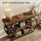 Tribesigns 47" Console Table for Living Room, 5-Tier Industrial Entryway Table with Metal Frame, Narrow Sofa Table Behind Couch Accent Tables for Entryway, Hallway, Foyer, Rustic Brown