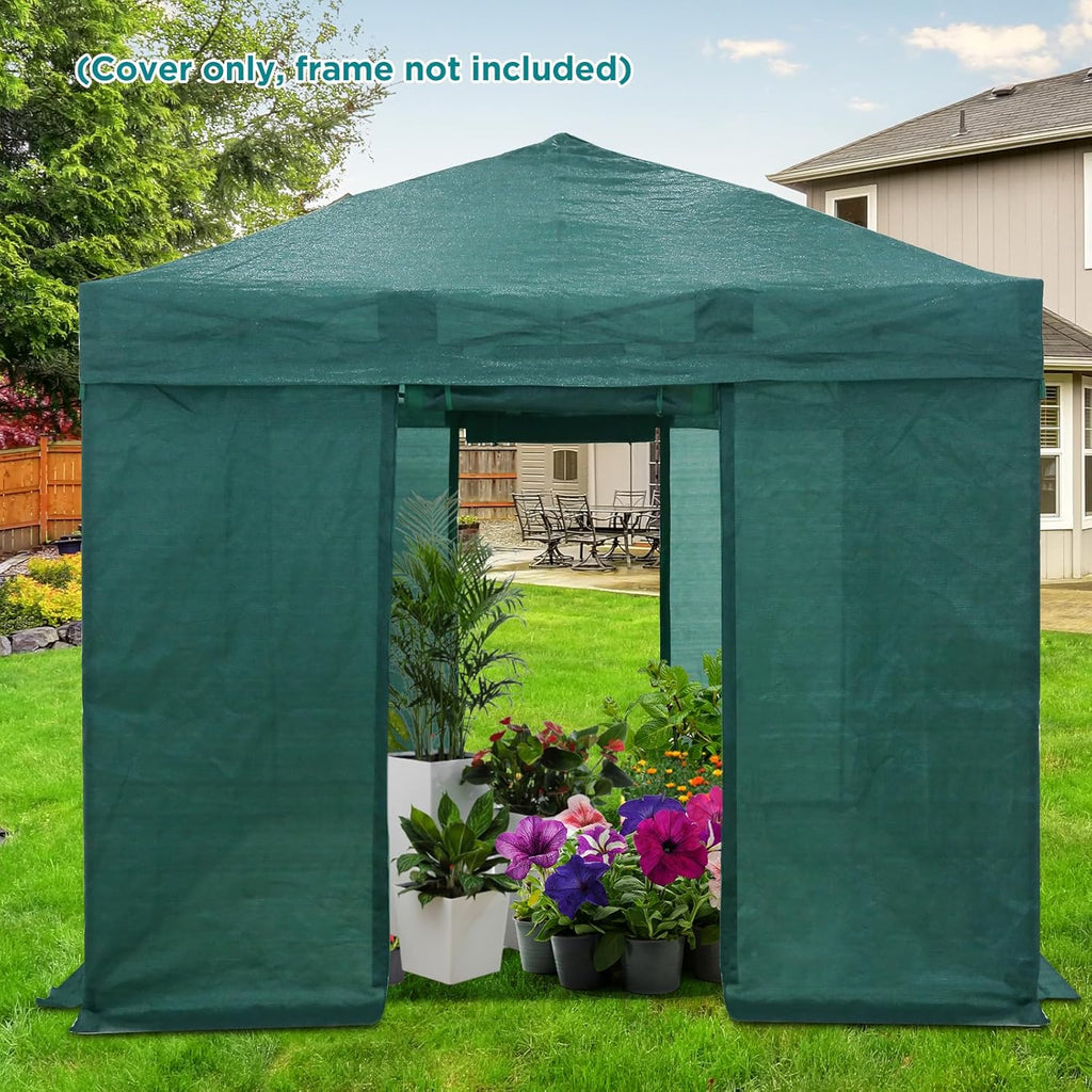 EAGLE PEAK Replacement Mesh Cover for 12x8 Portable Walk-in Pop up Greenhouse, Front and Rear Zippered Entry Doors (Frame Not Included), Green