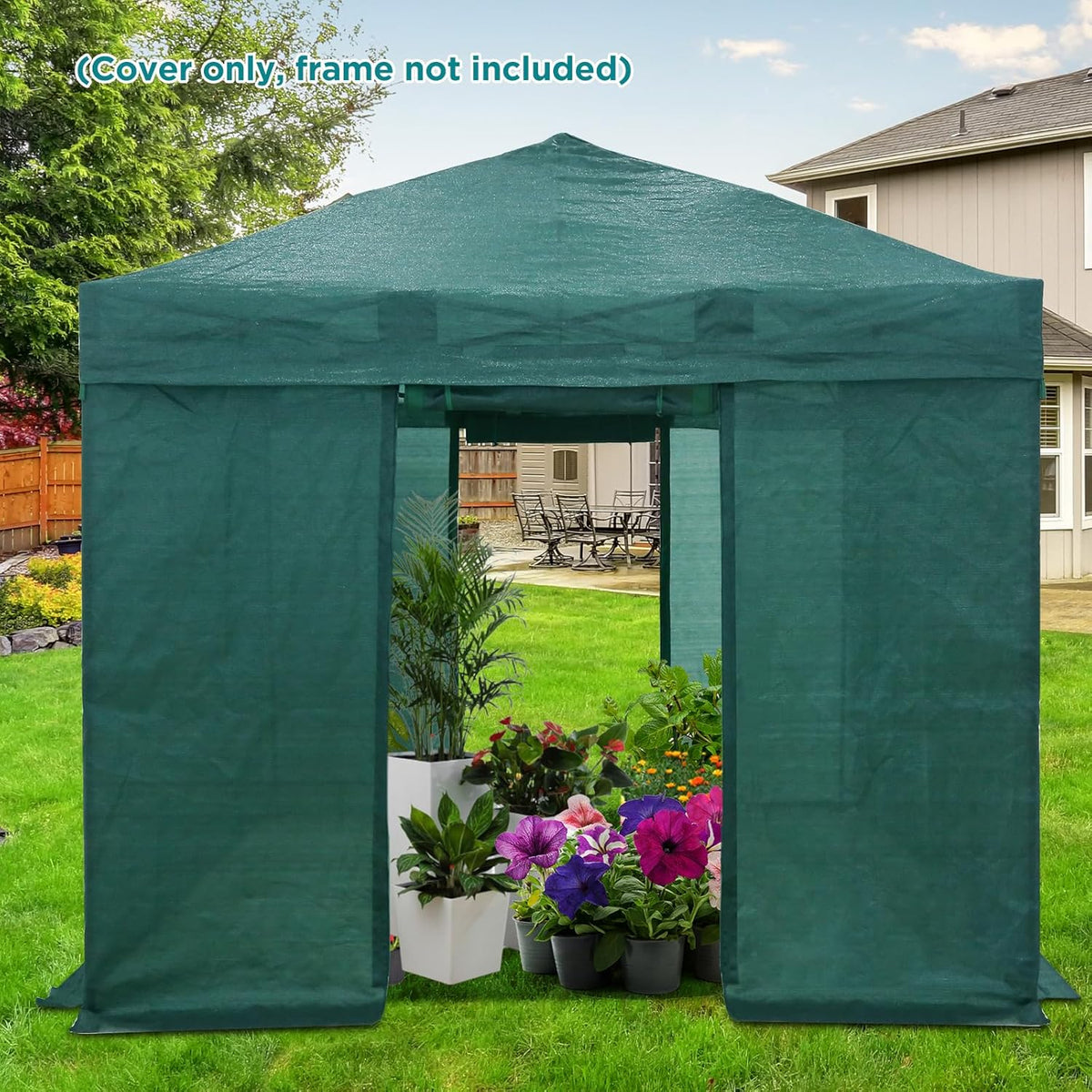 EAGLE PEAK Replacement Mesh Cover for 12x8 Portable Walk-in Pop up Greenhouse, Front and Rear Zippered Entry Doors (Frame Not Included), Green