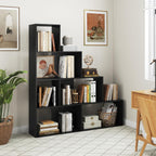Tangkula 4-Tier Stepped Bookshelf, Freestanding 6 Cubes Ladder Bookcase with Anti-Tipping Kits, 64" Tall Modern Wooden Storage Display Rack for Home Office Living Room Study (1, Black)