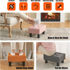 BRIAN & DANY Small Foot Stool, Linen Foot Stools with Legs, Stable Small Footstool for Living Room, Gray