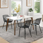 GOFLAME Dining Chairs Set of 4, Plastic Kitchen Chairs with Metal Legs, Hollowed Backrest and Curved Seat, Modern Accent Chairs, Armless Side Chairs for Living Room, Dining Room, Bedroom, Black