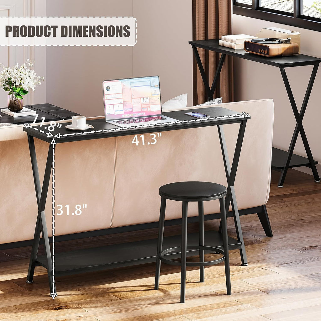 Console Table with Storage Shelf, Narrow Entryway Table, Behind Couch Tables, Thin Sofa Tables for Living Room, Hallway, Bedroom, Foyer