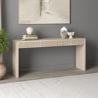 Henn&Hart 64" Rectangular Fluted Console Table, Ribbed Entryway Table, Sofa Table for Entryway, Living Room, Couch, Hallway, or Office, Beech White