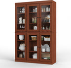 Palace Imports 100% Solid Wood 48.5" Pantry China Cabinet with Clear Glass Doors and Adjustable Shelves (Mocha)