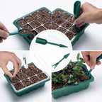 Seed Starter Tray with Plant Light, 2 Pack Grow Lights for Seed Starting Kit with Humidity Domes, Timing Controller Adjustable Brightness for Greenhouse Propagator Station Planting Growing