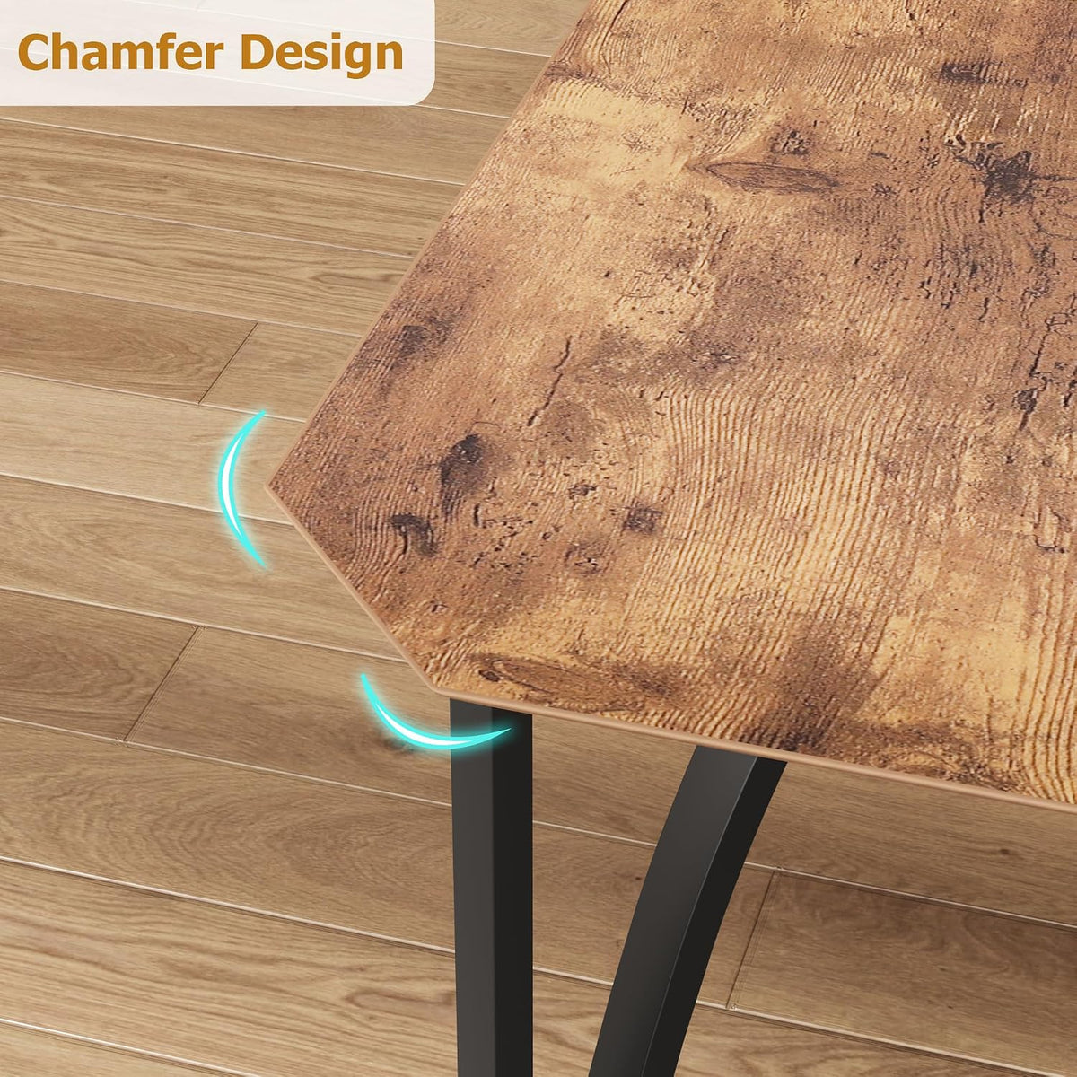 GAOMON 5-Piece Dining Table Set for 4, Modern Kitchen Table with Chamfered Design and Upholstered Chairs, Leather-Cushioned Seats for Small Spaces and Apartments, Space-Saving (Brown/Black,5 Pack)