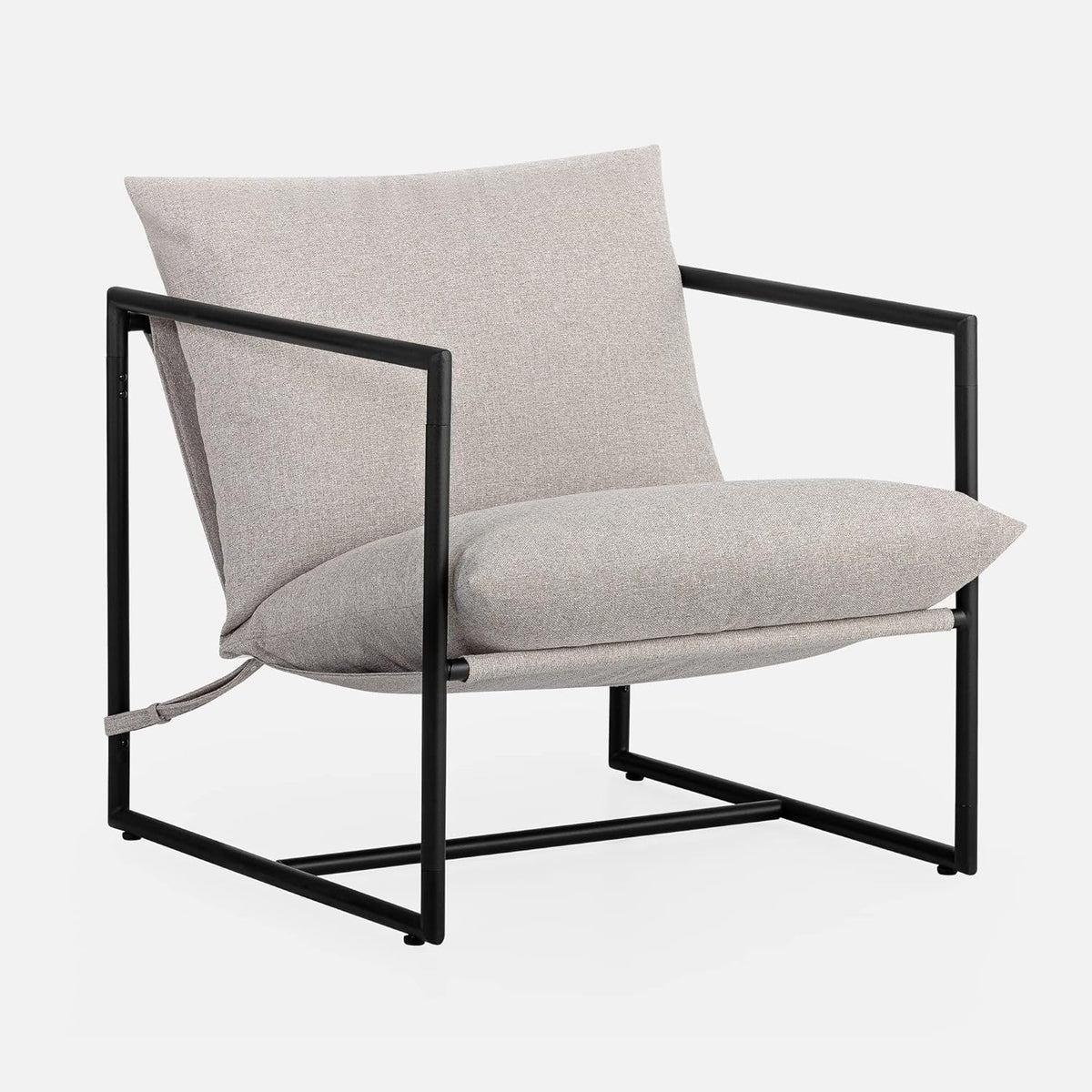 Zinus Aidan Sling Accent Chair, Metal Framed Armchair with Shredded Foam Cushioning, Black
