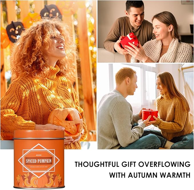 Fall Scented Candle – Pumpkin Spice Soy Candle 9oz, 50 Hour Burn, Non-Toxic Autumn Decor, Holiday Gift for Women & Men