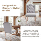 Parsons Dining Chairs Set of 2, Farmhouse High Back Chairs | Tufted Linen Upholstery, Solid Wood Legs, High Back for Kitchen & Dining Room,Grey