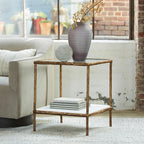 Signature Design by Ashley Ryandale Square End Table, Brass Glass & Marble