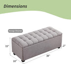 38-inch Grey Fabric Storage Ottoman Bench with Hinged Lid - Long End of Bed Bench for Bedroom, Living Room & Entryway, Footrest Seat Trunk