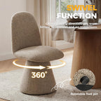 DUOMAY 360° Swivel Dining Chairs Set of 4, Mid Century Modern High Back Linen Upholstered Dining Room Chairs Kitchen Chairs, Armless Chair for Living Room Bedroom Reading, Khaki