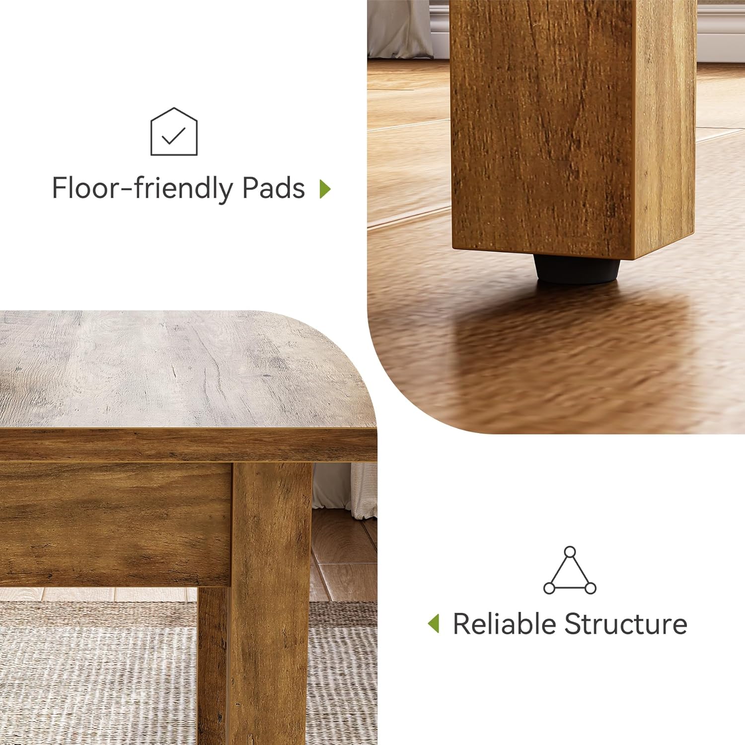 LITTLE TREE 39 Inches Square Dining Table for 4 People, Industrial Wooden Kitchen Table Small Dinner Table, Modern Dining Room Tables for Living Room, Kitchen, Rustic Brown