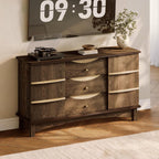 STO'SENSE Buffet Cabinet with Stroage, Large Sideboard Buffet Cabinet w/ 3 Drawers, Solid Wood Handle, Modern Coffee Bar Station w/ 2 Doors, Concealed Storage Shelves & Sliding Tray (Walnut)