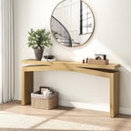 Epecoya Extra Long Console Tables for Living Room, Slim Entryway Table 63 Inches Long, Wooden Couch Table Behind Sofa for Hallway, Living Room, Home, Natural Teak