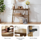 39.4" Solid Bamboo Entryway Console Table, Sofa Table Behind Couch, Narrow Bamboo Wood Entry Hallway Table with Storage Shelves for Living Room, Modern, Easy Assembly, Brown