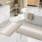 Bathroom Rugs and Mats Sets, 2 Piece Thick Absorbent Chenille Bath Mat Rug Set Non Slip, Soft Shaggy Bath Room Floor Mats for Bathroom, Machine Washable (Light Taupe, 20" x 32" Plus 16" x 24")
