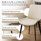 Modern Dining Chairs Set of 4, PU Leather Upholstered Dinner Chairs with Sturdy Metal Legs and Comfort Backrest, Armless Accent Side Chairs for Home Kitchen, Living Room (Light Beige)